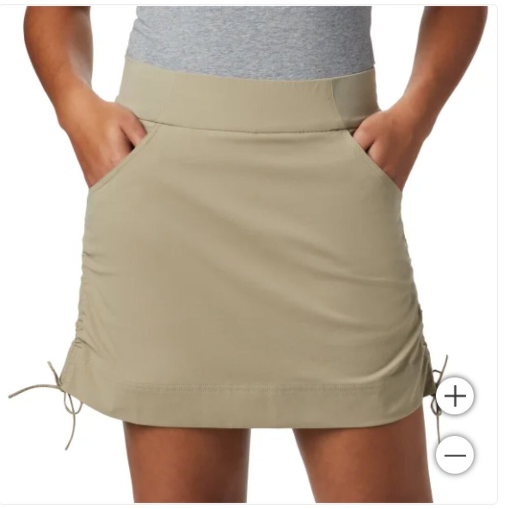 Columbia Womens Skort Tan Marina Bay Skirt Pockets Stretch UPF 50 Inner Shorts - Picture 2 of 5